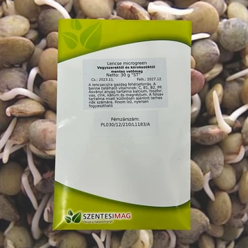 Lencse microgreen – Mikrozöld vetőmag (30 g) csomagolás