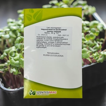 Len microgreen – mikrozöld vetőmag (30 g) hajtásai közelről