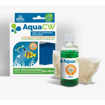 AquaCW természetes algamentesítő vízkezelő tavakhoz, 50 g + 80 ml, baktériumokkal és enzimekkel, biztonságos halakra és növényekre