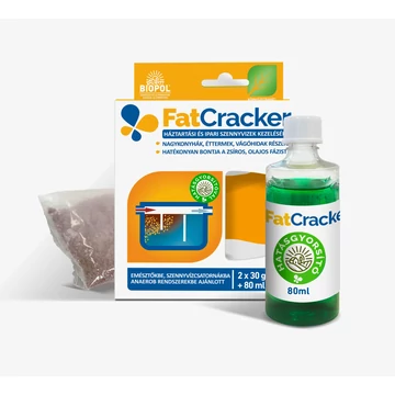 FatCracker enzimes zsírbontó, 2x30 g + 80 ml, természetes zsíroldó és szennyvízrendszer-karbantartó