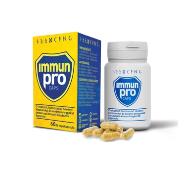 ImmunPro természetes immunerősítő kapszula, 60 db, C- és D-vitaminnal, cinkkel, echinaceával és béta-glükánnal