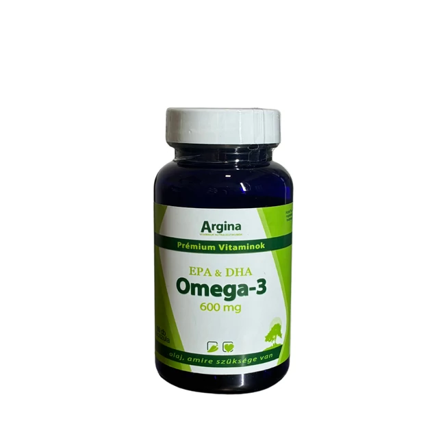Omega-3 600 mg tisztított halolaj kapszula EPA-DHA E-vitaminnal 60db