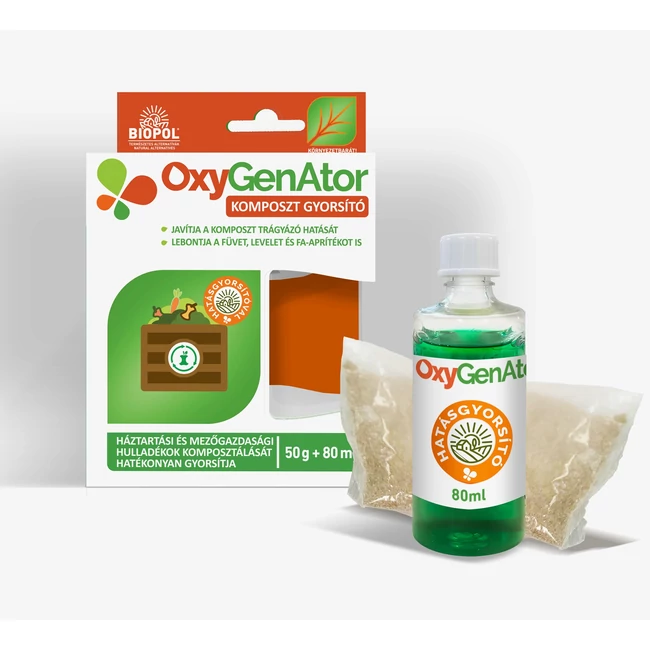 OxyGenAtor enzimes komposzt gyorsító szagcsökkentő kerti és háztartási hulladékhoz