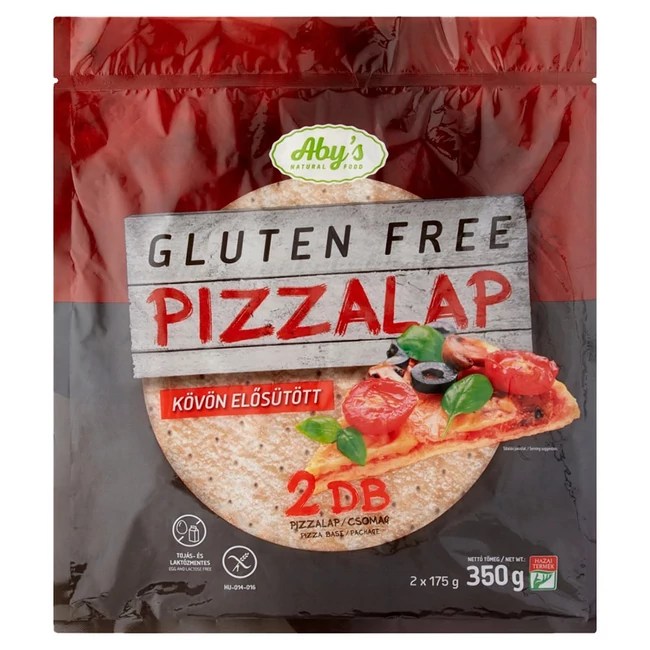 Aby’s gluténmentes elősütött pizzalap, 2 db, kövön sütött olasz recept, vegán és allergénmentes