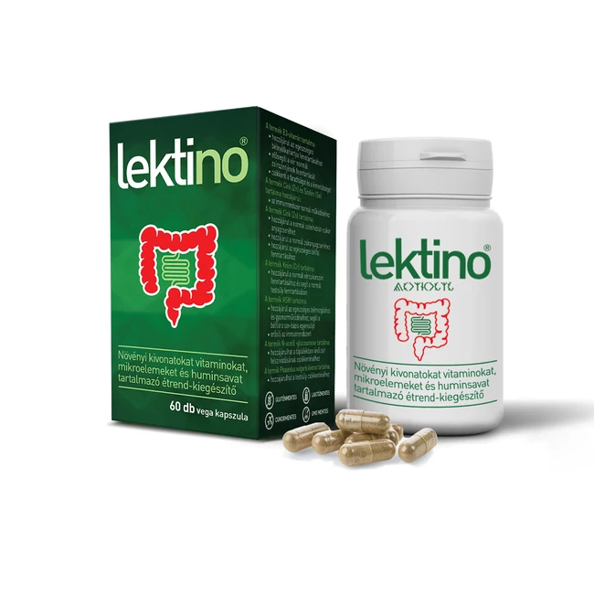 Lektino étrend-kiegészítő kapszula, 60 db, bélrendszer és anyagcsere támogatására B3-vitaminnal, cinkkel, szelénnel és krómmal